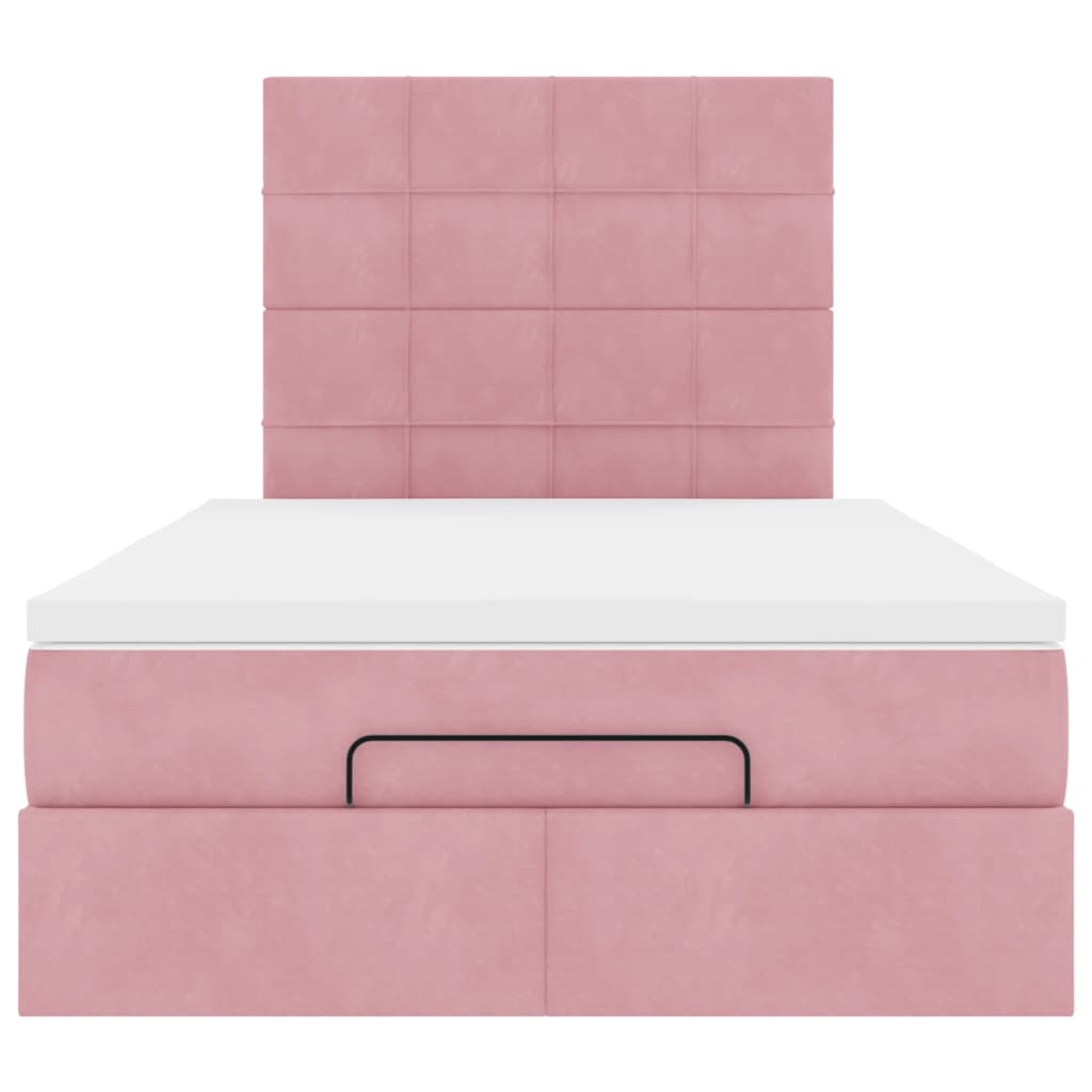 vidaXL Lit ottoman avec matelas et LED Rose 120x190 cm Velours