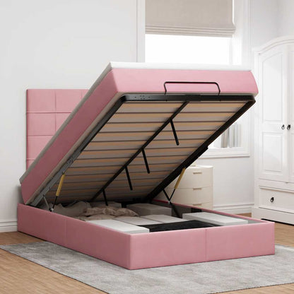 vidaXL Lit ottoman avec matelas et LED Rose 120x190 cm Velours