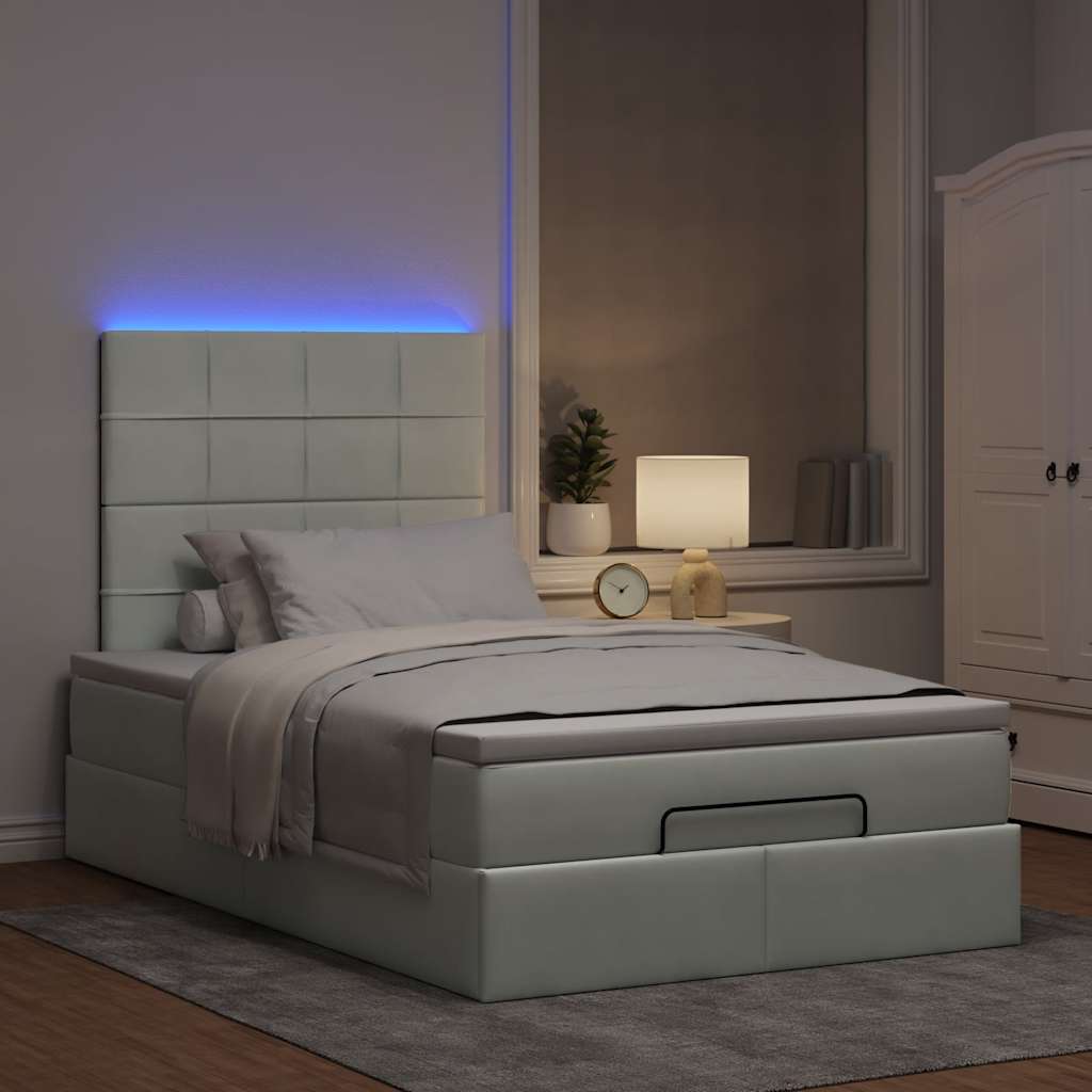 vidaXL Lit ottoman avec matelas et LED Gris clair 120x200 cm Velours