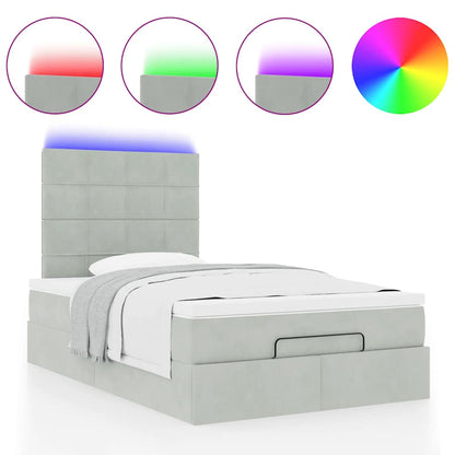 vidaXL Lit ottoman avec matelas et LED Gris clair 120x200 cm Velours