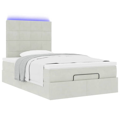 vidaXL Lit ottoman avec matelas et LED Gris clair 120x200 cm Velours