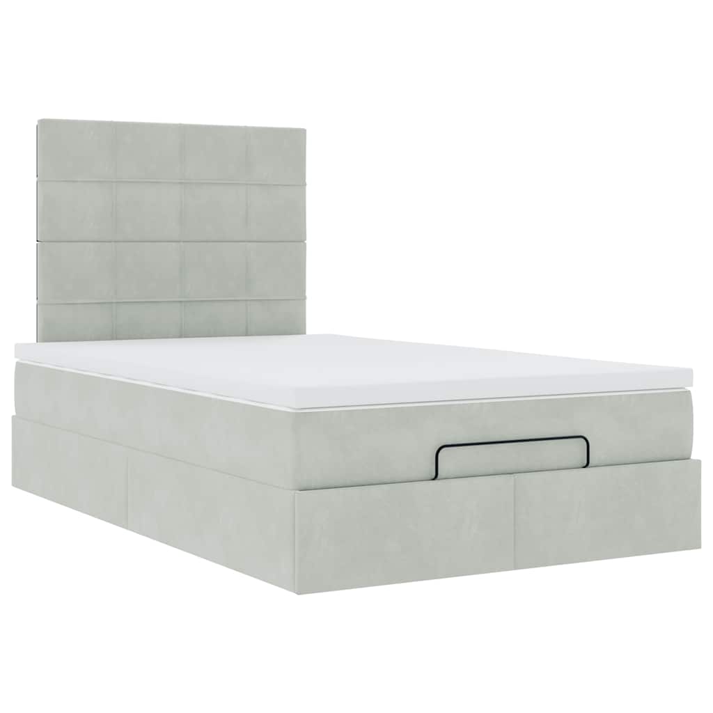vidaXL Lit ottoman avec matelas et LED Gris clair 120x200 cm Velours