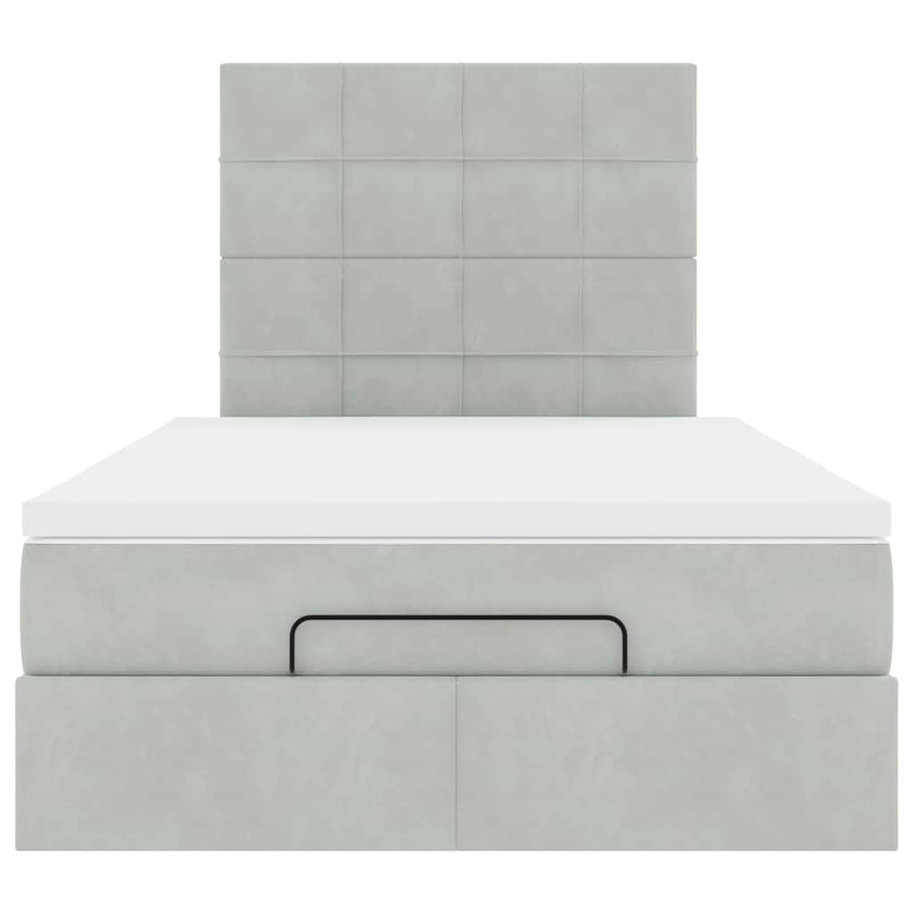 vidaXL Lit ottoman avec matelas et LED Gris clair 120x200 cm Velours