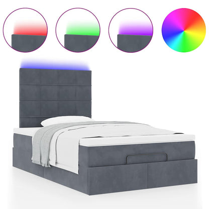 vidaXL Lit ottoman avec matelas et LED gris foncé 120x200 cm Velours