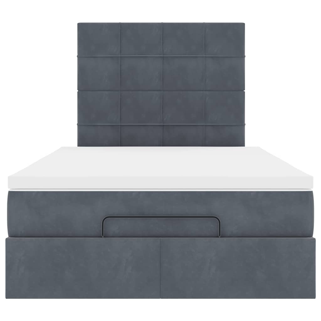 vidaXL Lit ottoman avec matelas et LED gris foncé 120x200 cm Velours