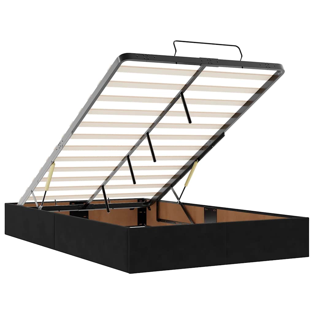 Ottoman-Bett mit Matratzen & LEDs Schwarz 120x200 cm Samt