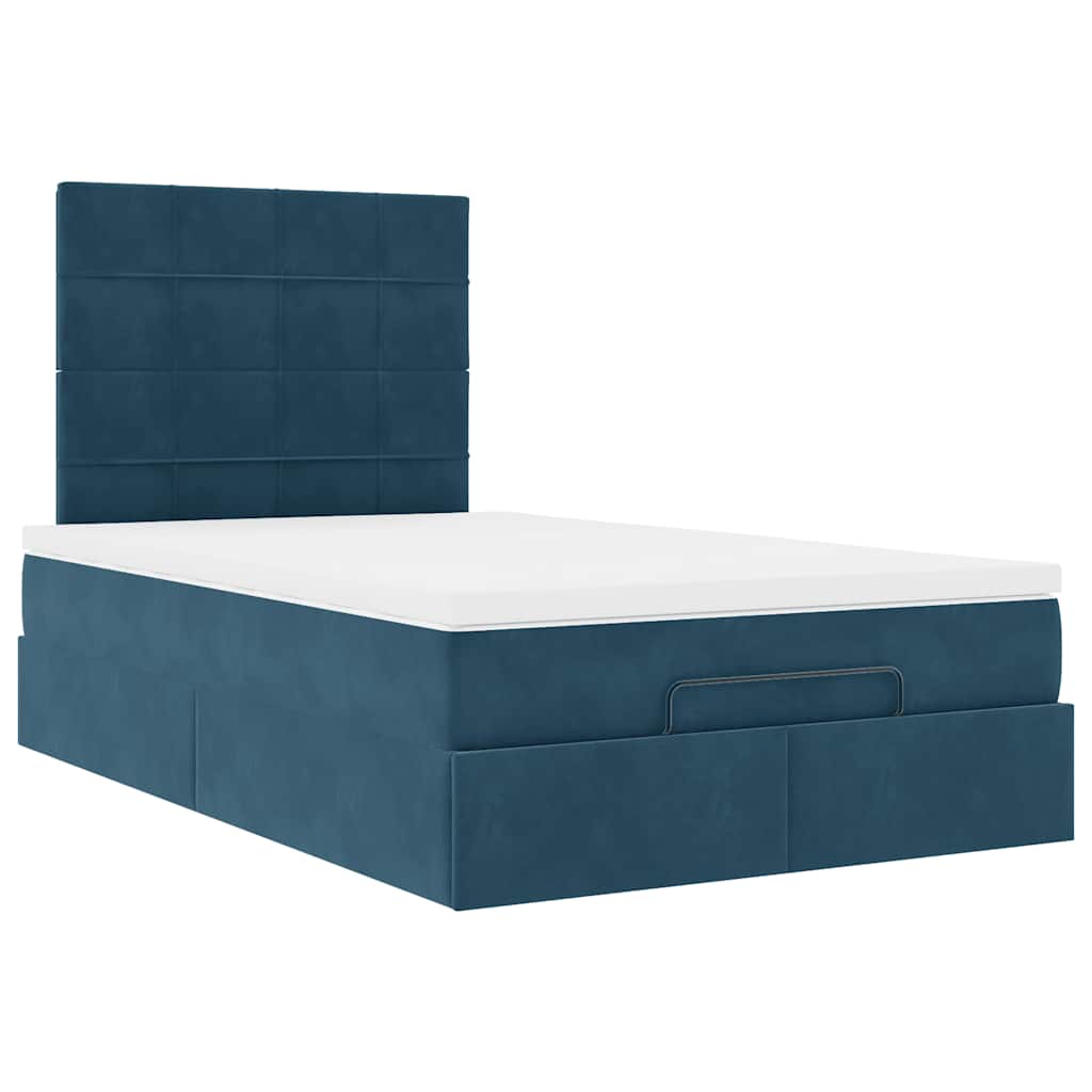 vidaXL Lit coffre avec matelas et LED Bleu foncé 120x200 cm Velours