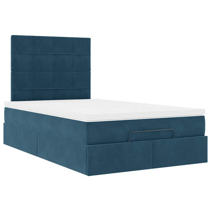 vidaXL Lit coffre avec matelas et LED Bleu foncé 120x200 cm Velours