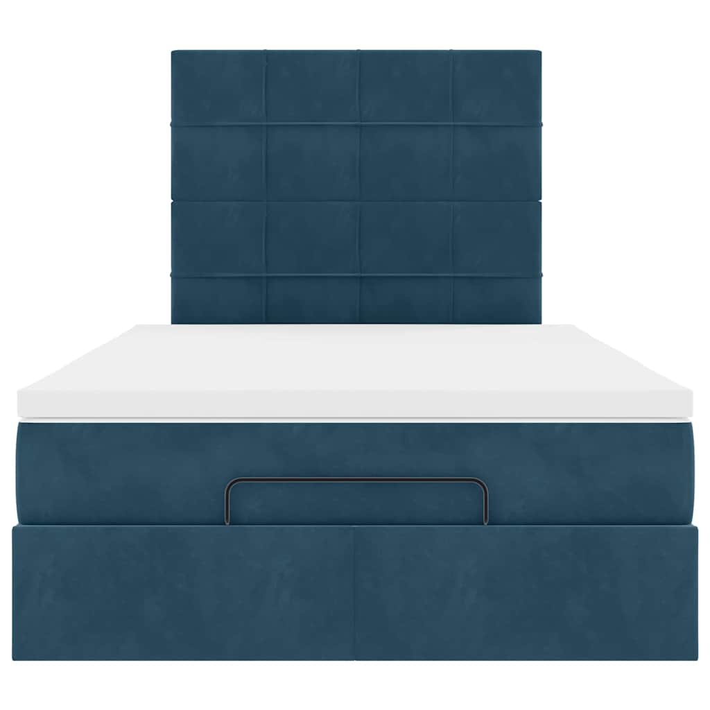 vidaXL Lit coffre avec matelas et LED Bleu foncé 120x200 cm Velours
