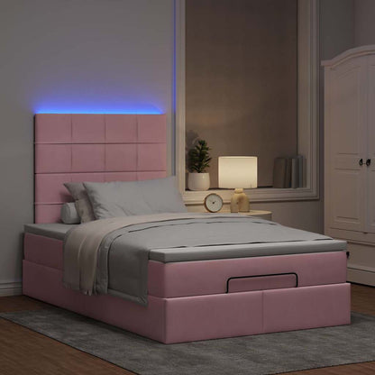 vidaXL Ottoman-Bett mit Matratzen & LEDs Rosa 120x200 cm Samt