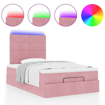vidaXL Ottoman-Bett mit Matratzen & LEDs Rosa 120x200 cm Samt