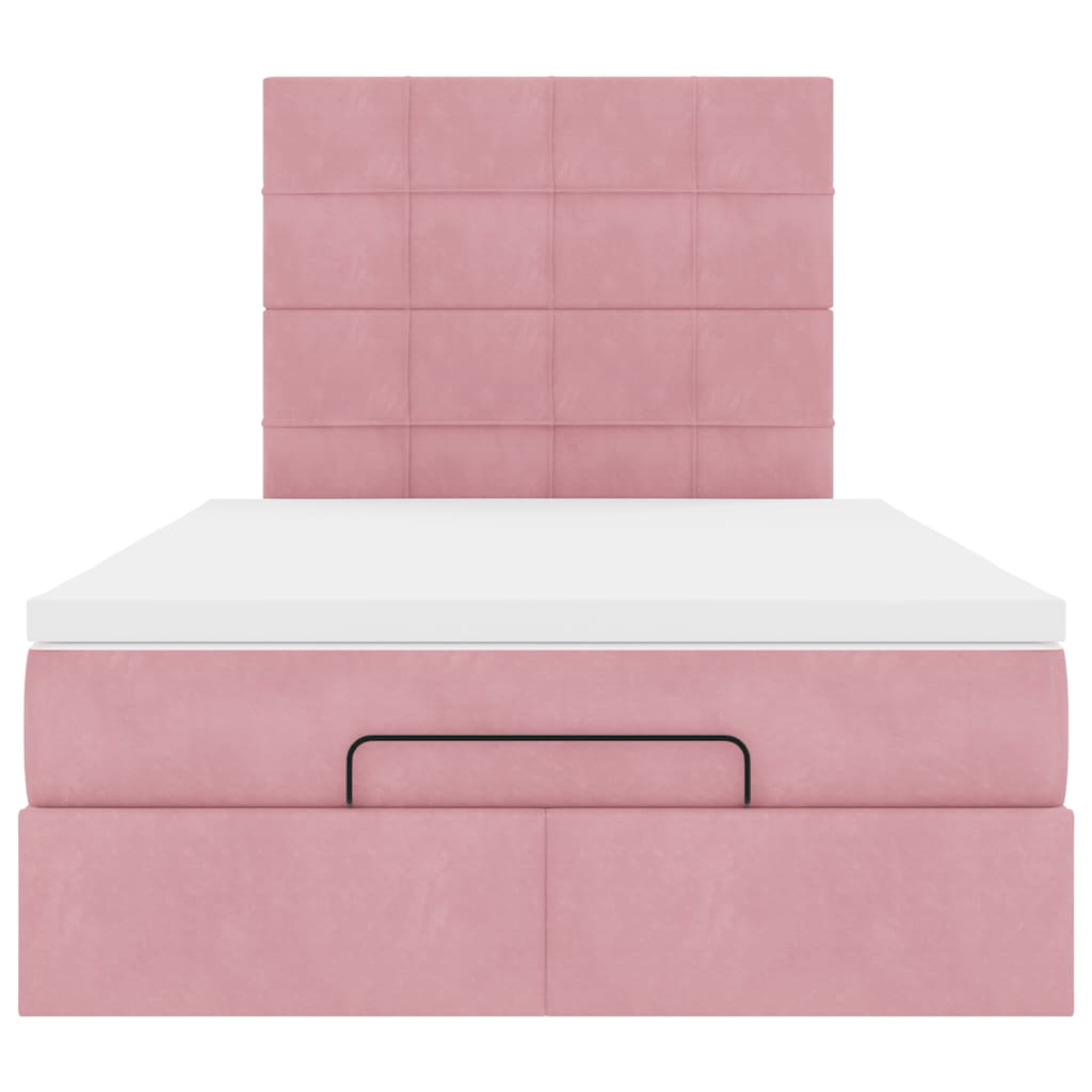 vidaXL Ottoman-Bett mit Matratzen & LEDs Rosa 120x200 cm Samt