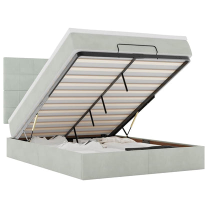 vidaXL Lit ottoman avec matelas et LED Gris clair 140x190 cm Velours