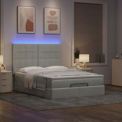 vidaXL Lit ottoman avec matelas et LED Gris clair 140x190 cm Velours