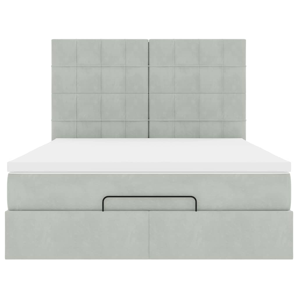 vidaXL Lit ottoman avec matelas et LED Gris clair 140x190 cm Velours