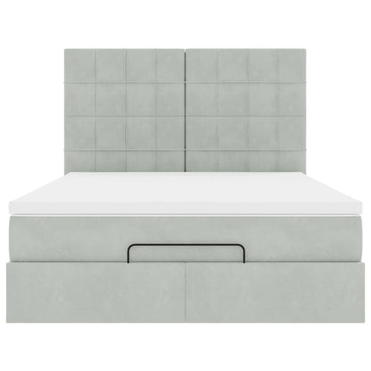 vidaXL Lit ottoman avec matelas et LED Gris clair 140x190 cm Velours