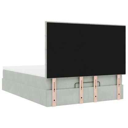 vidaXL Lit ottoman avec matelas et LED Gris clair 140x190 cm Velours