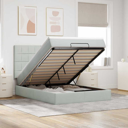 vidaXL Lit ottoman avec matelas et LED Gris clair 140x190 cm Velours