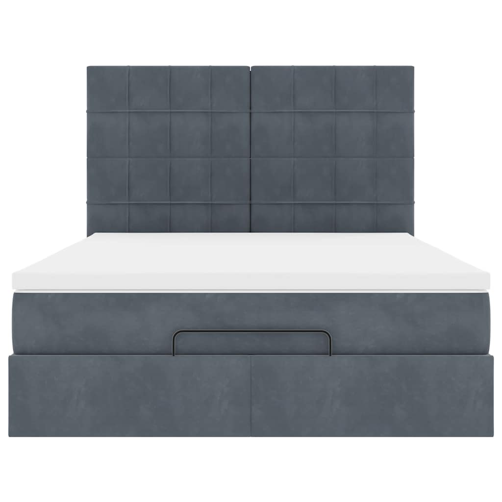vidaXL Ottoman-Bett mit Matratzen & LEDs Dunkelgrau 140x190 cm Samt
