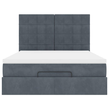 vidaXL Ottoman-Bett mit Matratzen & LEDs Dunkelgrau 140x190 cm Samt