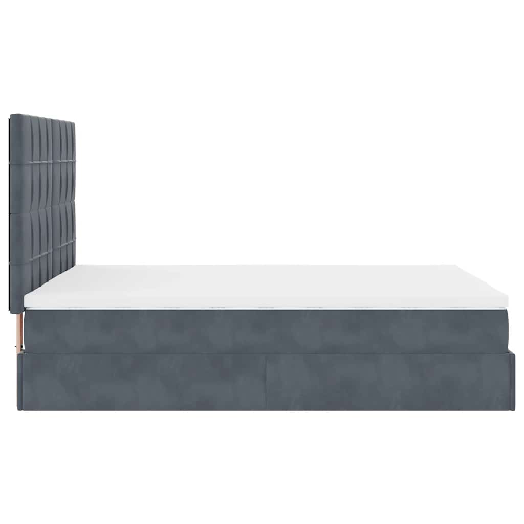 vidaXL Ottoman-Bett mit Matratzen & LEDs Dunkelgrau 140x190 cm Samt