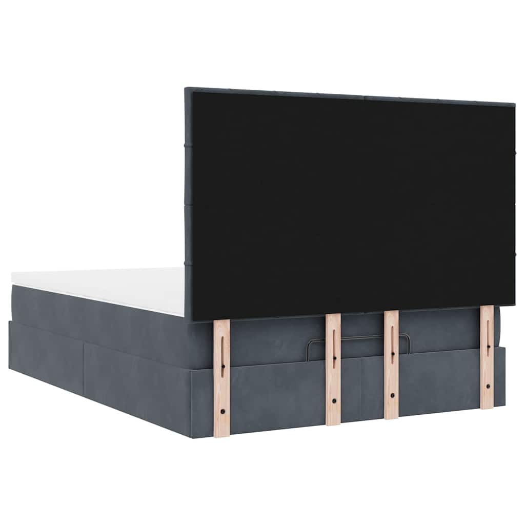 vidaXL Ottoman-Bett mit Matratzen & LEDs Dunkelgrau 140x190 cm Samt