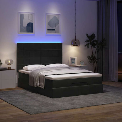 Ottoman-Bett mit Matratzen & LEDs Schwarz 140x190 cm Samt