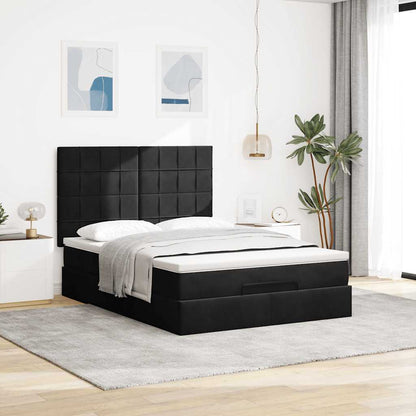 vidaXL Ottoman-Bett mit Matratzen & LEDs Schwarz 140x190 cm Samt
