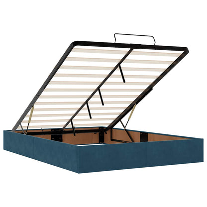 vidaXL Ottoman-Bett mit Matratzen & LEDs Dunkelblau 140x190 cm Samt
