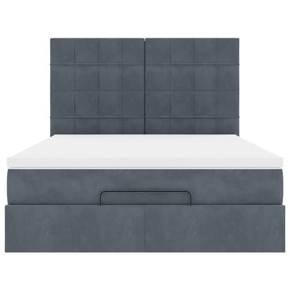 vidaXL Ottoman-Bett mit Matratzen & LEDs Dunkelgrau 140x200 cm Samt
