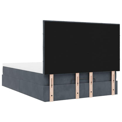 vidaXL Ottoman-Bett mit Matratzen & LEDs Dunkelgrau 140x200 cm Samt