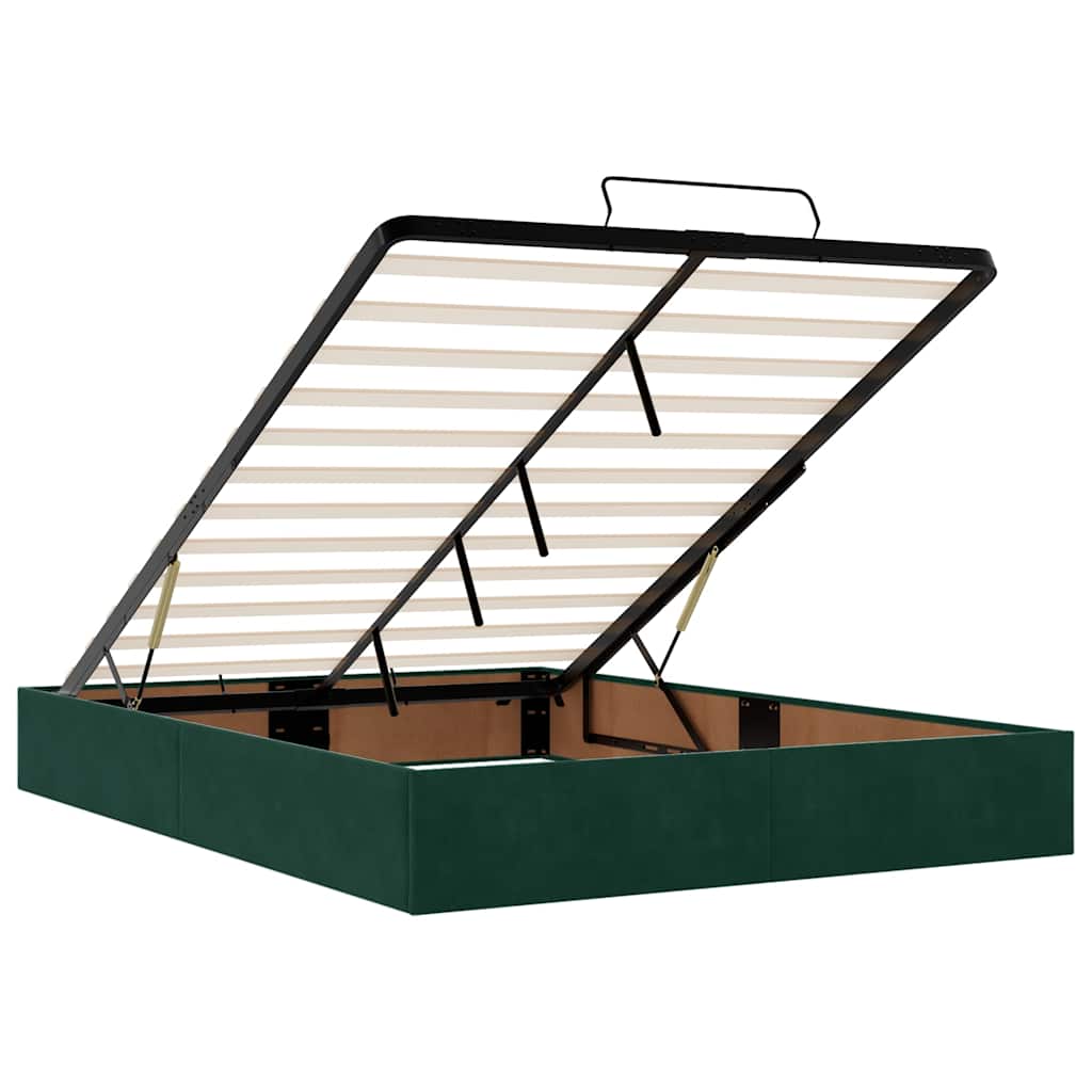 vidaXL Ottoman-Bett mit Matratzen & LEDs Dunkelgrün 140x200 cm Samt