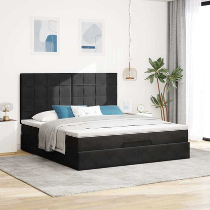 vidaXL Ottoman-Bett mit Matratzen & LEDs Schwarz 160x200 cm Samt