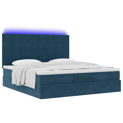 vidaXL Lit ottoman avec matelas et LED Bleu foncé 160x200 cm Velours