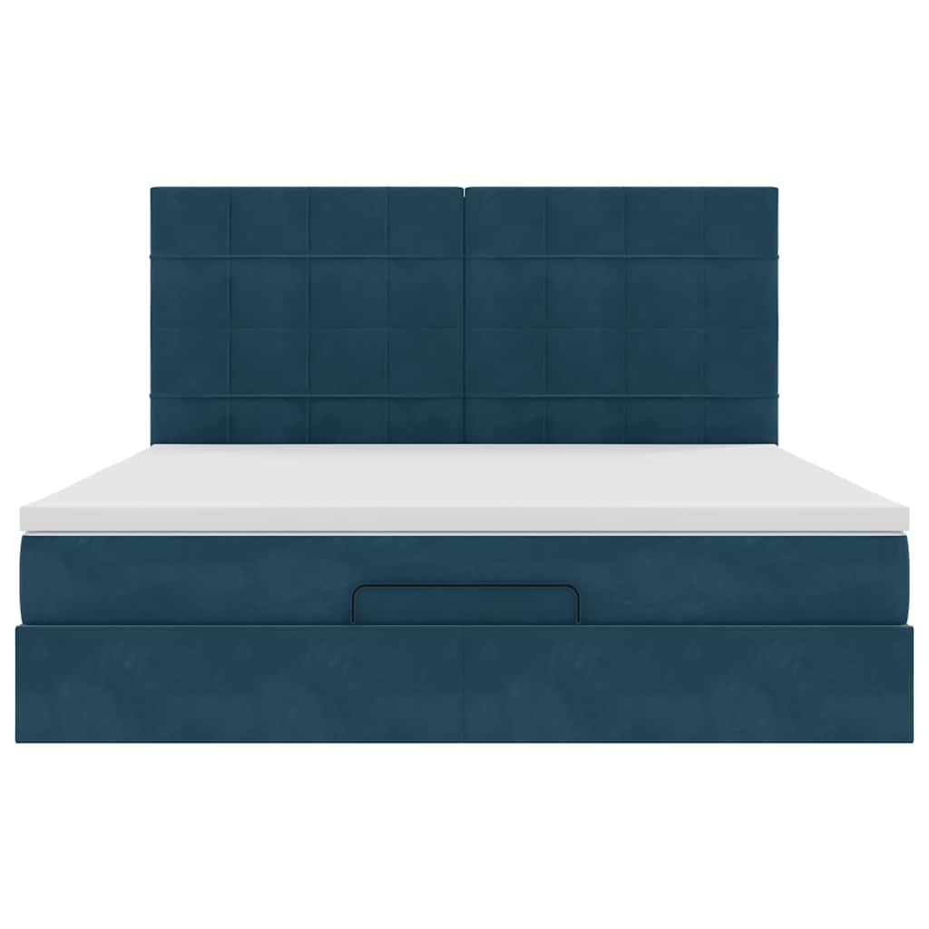 vidaXL Lit ottoman avec matelas et LED Bleu foncé 160x200 cm Velours