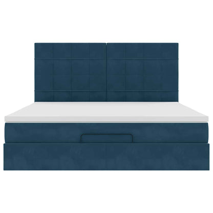vidaXL Lit ottoman avec matelas et LED Bleu foncé 160x200 cm Velours