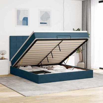 vidaXL Lit ottoman avec matelas et LED Bleu foncé 160x200 cm Velours