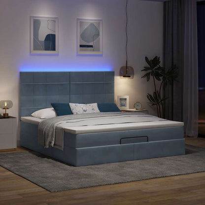 vidaXL Ottoman-Bett mit Matratzen & LEDs Dunkelgrau 180x200 cm Samt