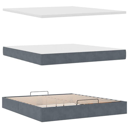 vidaXL Ottoman-Bett mit Matratzen & LEDs Dunkelgrau 180x200 cm Samt