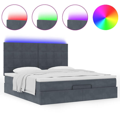 vidaXL Ottoman-Bett mit Matratzen & LEDs Dunkelgrau 180x200 cm Samt