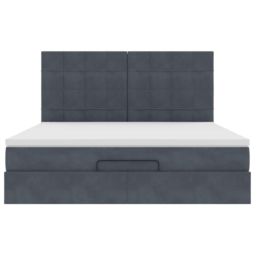 vidaXL Ottoman-Bett mit Matratzen & LEDs Dunkelgrau 180x200 cm Samt