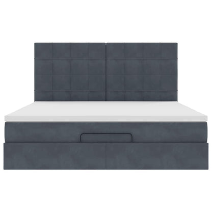 vidaXL Ottoman-Bett mit Matratzen & LEDs Dunkelgrau 180x200 cm Samt