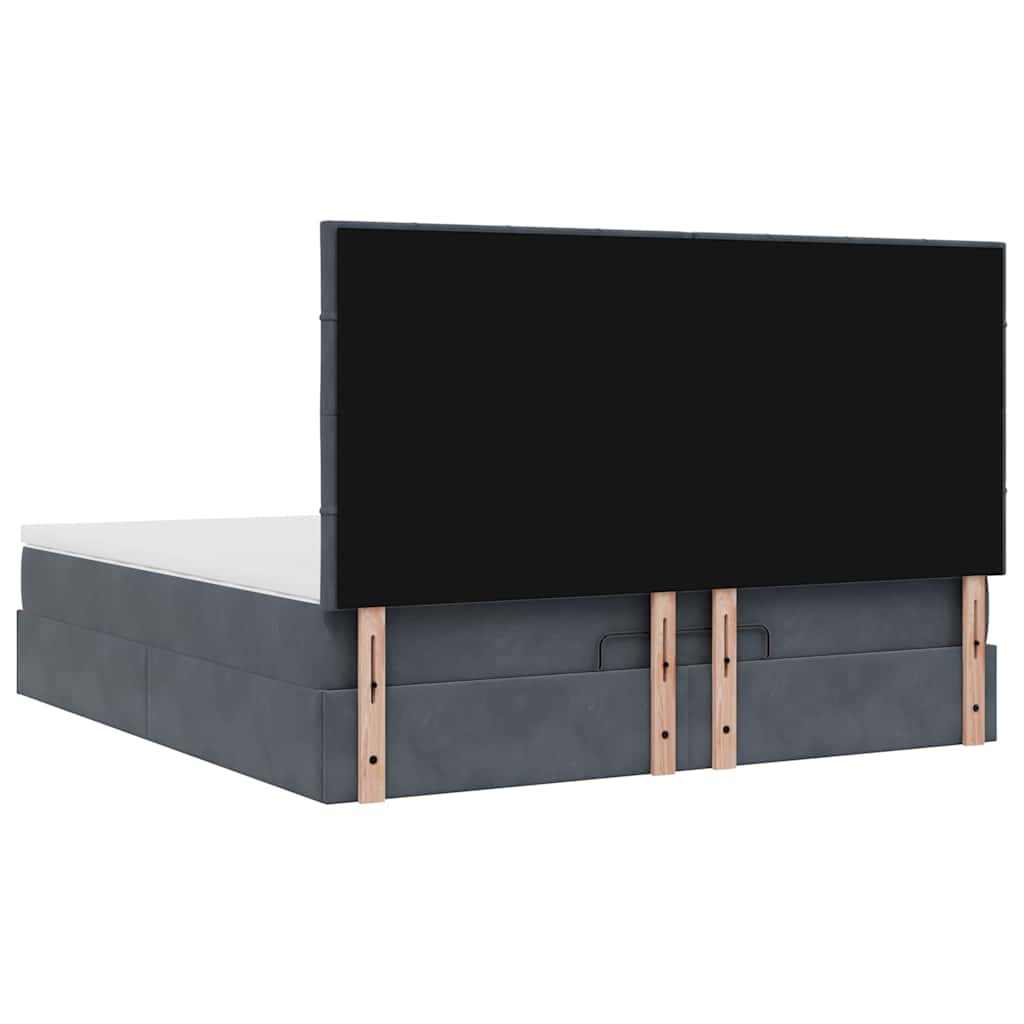 vidaXL Ottoman-Bett mit Matratzen & LEDs Dunkelgrau 180x200 cm Samt