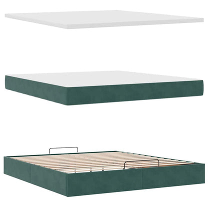 vidaXL Lit ottoman avec matelas et LED Vert foncé 180x200 cm Velours
