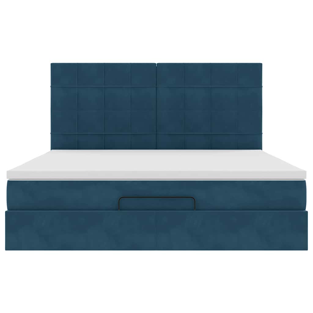 vidaXL Lit ottoman avec matelas et LED Bleu foncé 180x200 cm Velours