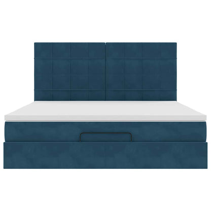 vidaXL Lit ottoman avec matelas et LED Bleu foncé 180x200 cm Velours