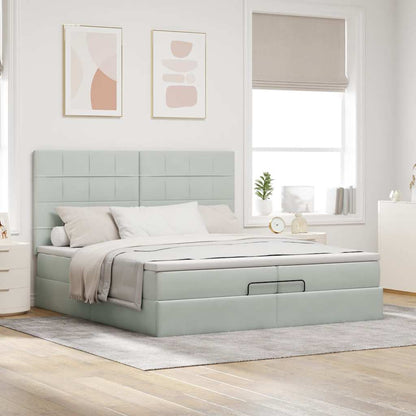vidaXL Lit ottoman avec matelas et LED Gris clair 200x200 cm Velours