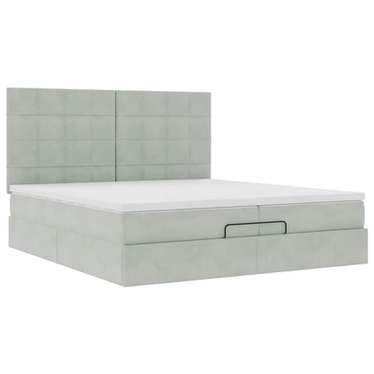 vidaXL Lit ottoman avec matelas et LED Gris clair 200x200 cm Velours