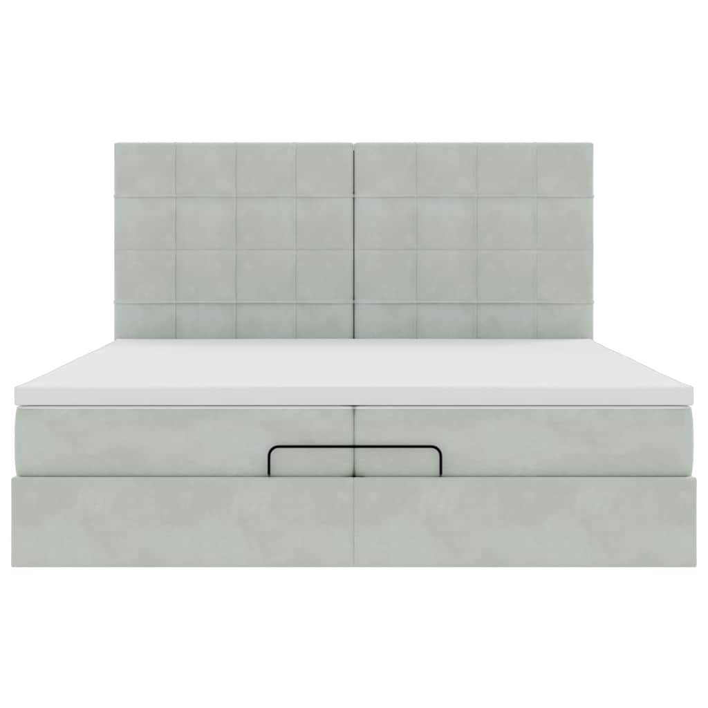 vidaXL Lit ottoman avec matelas et LED Gris clair 200x200 cm Velours