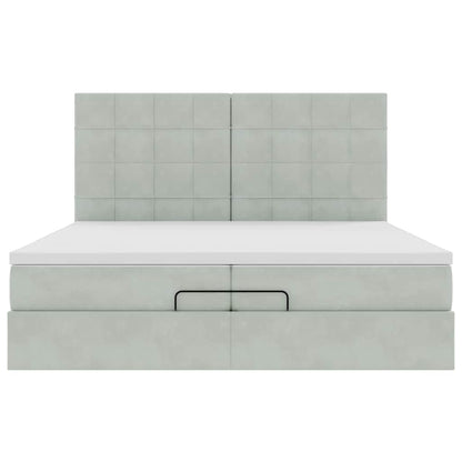 vidaXL Lit ottoman avec matelas et LED Gris clair 200x200 cm Velours